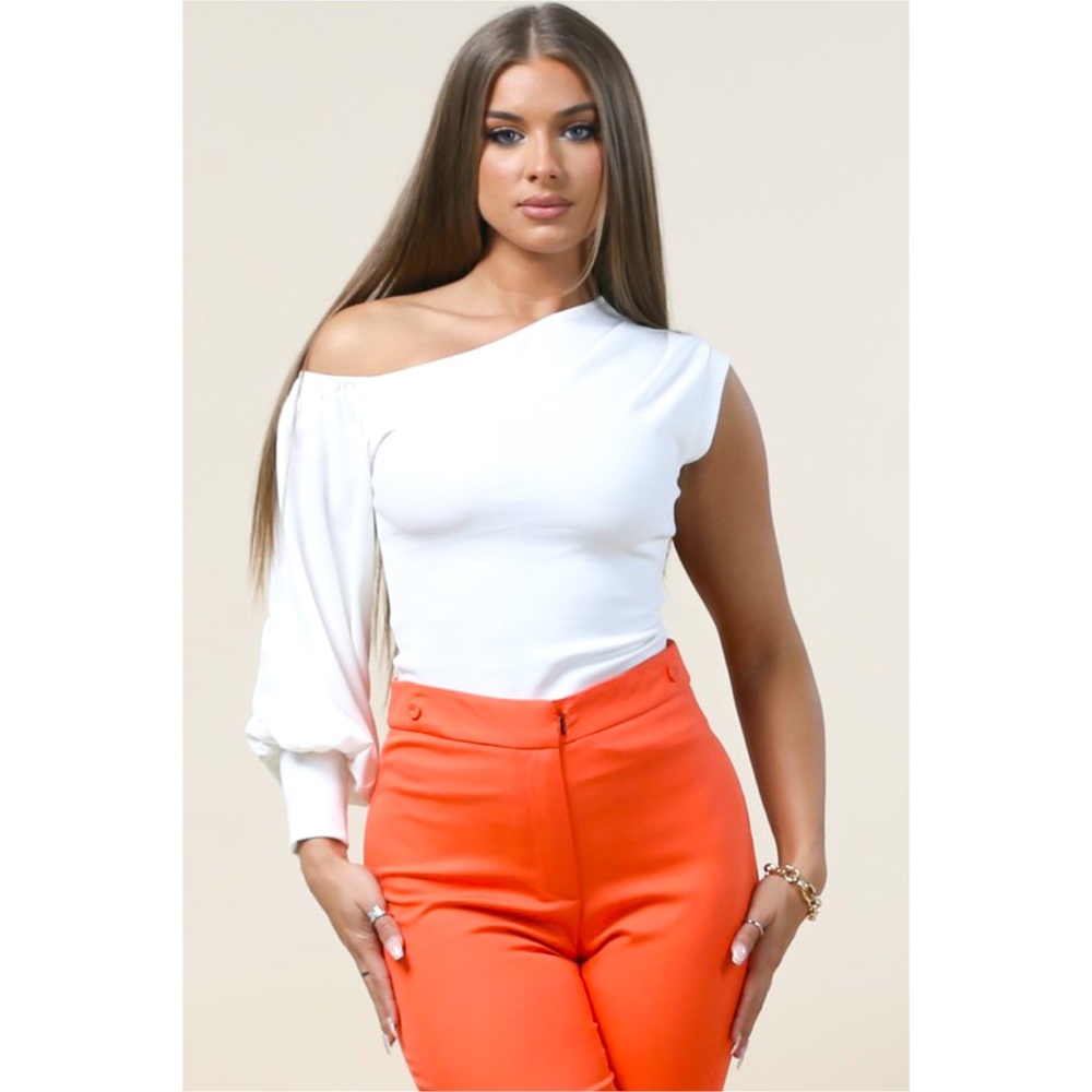 White Asymmetrical Off The Shoulder Top Perfect For Date Night